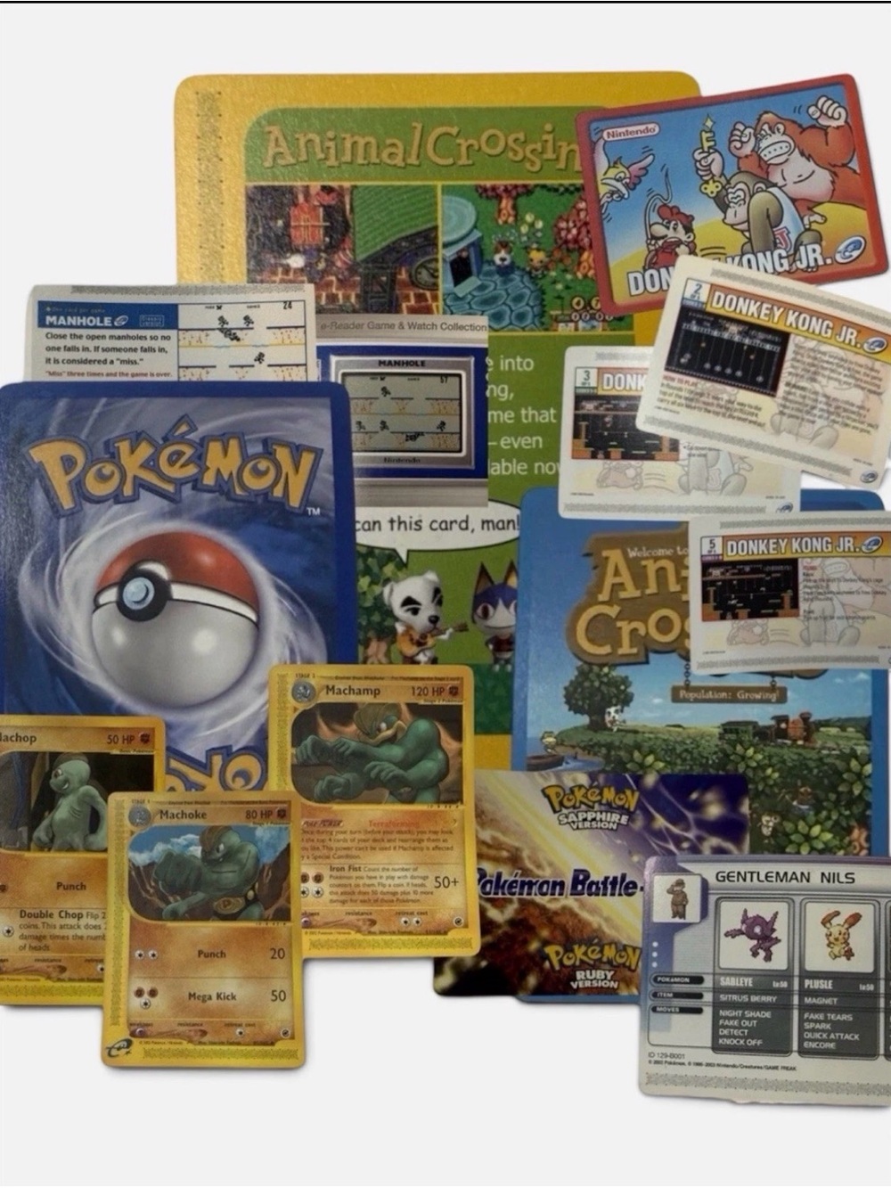 Nintendo e-Reader Lot Donkey Kong Jr Pokemon Machamp Machop Animal Crossing GBA